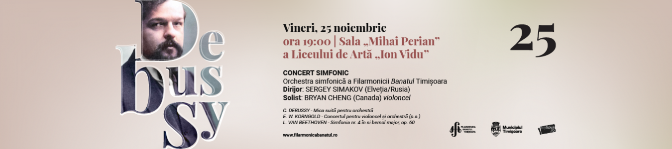 Concert simfonic | Invitati: SERGEY SIMAKOV (Elvetia/Rusia) – dirijor, BRYAN CHENG (Canada) – violoncel