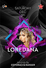 SATURDAY December 3th  @OXYA Bucharest  W/ LOREDANA 
